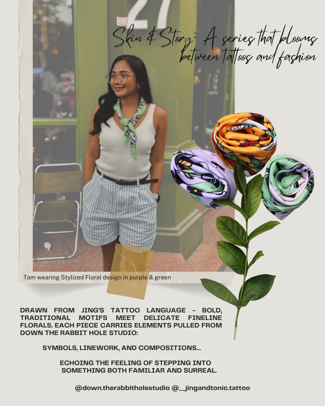 Art Print Scarf — Original illustration — studio exclusive by Jing & Tonic, Cebu