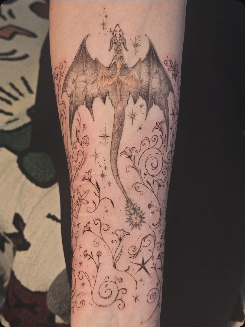 Iron Flame tattoo — Fine Line · Fantasy by Jing, Cebu