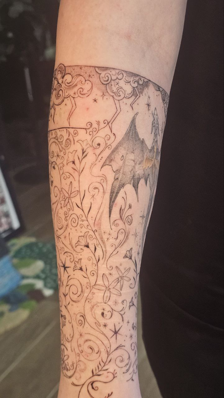 Iron Flame tattoo — Fine Line · Fantasy by Jing, Cebu