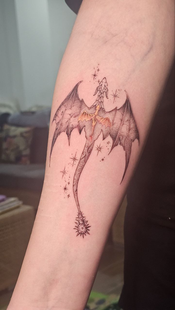 Iron Flame tattoo — Fine Line · Fantasy by Jing, Cebu