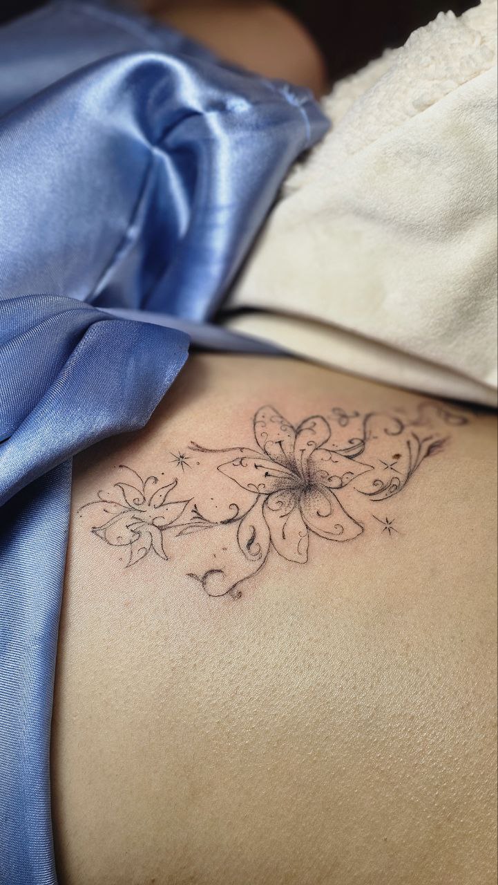 Botanical tattoo — Floral · Fine Line by Jing, Cebu