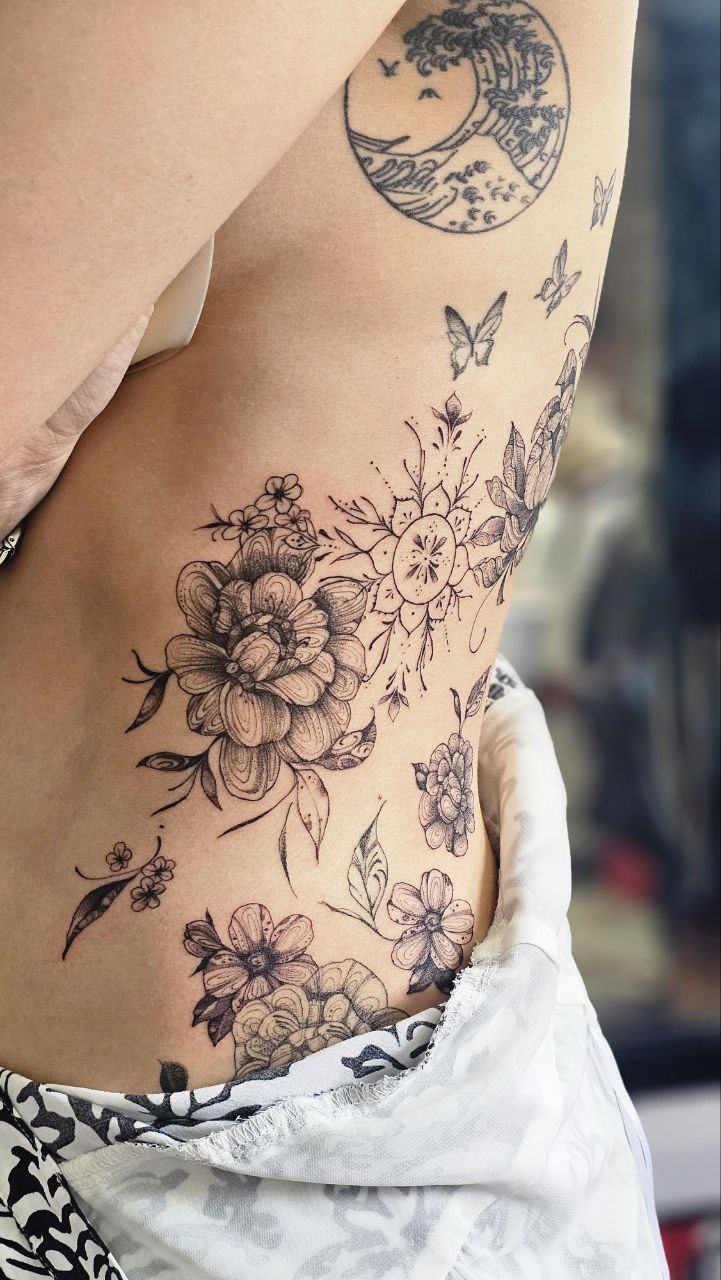 Floral tattoo — Floral · Fine Line by Jing, Cebu