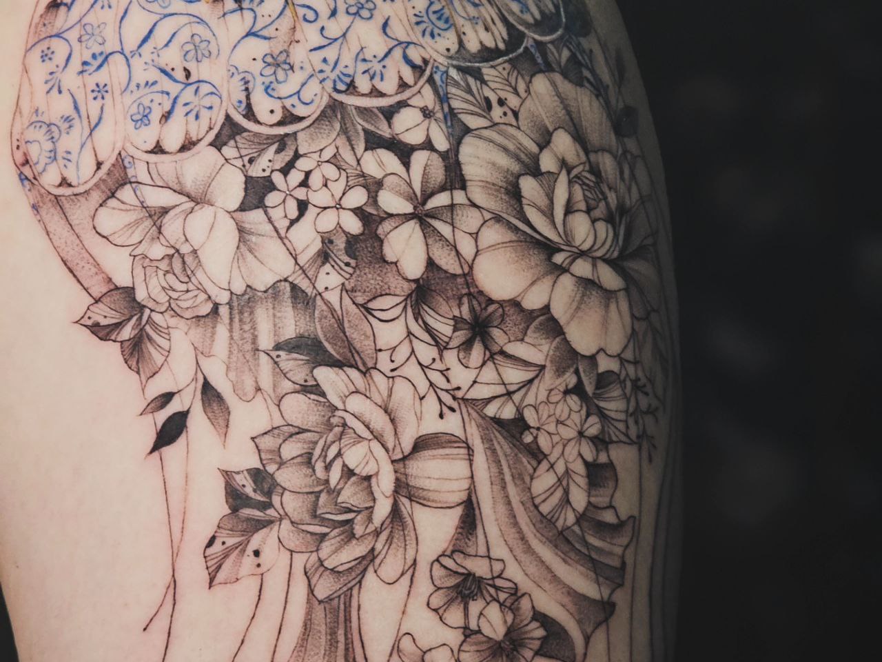 Floral tattoo — Floral · Fine Line by Jing, Cebu