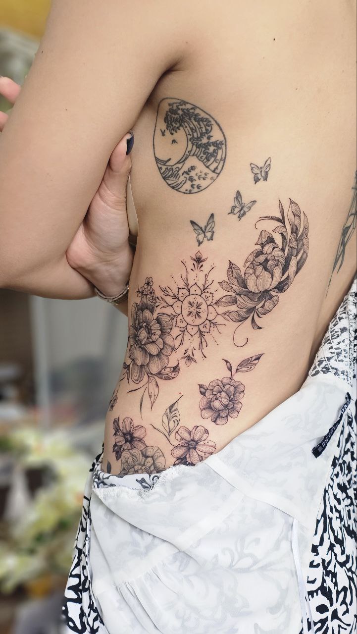 Floral tattoo — Floral · Fine Line by Jing, Cebu